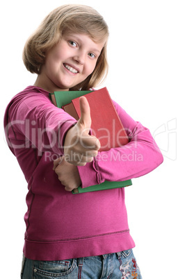 little girl with books