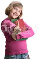 little girl with books