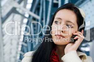 young woman talk to phone