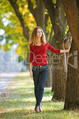 young beauty woman on alley