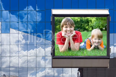 mother and child on bill board advertisement