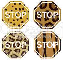 Stopzeichen mit Tierfellmuster