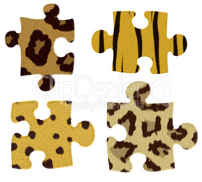 Puzzleteile mit Tierfellmuster