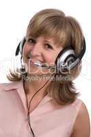 smiling business girl with headset