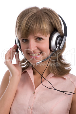 smiling young woman with headset