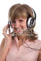 smiling young woman with headset