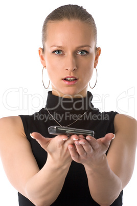 girl holding mobile phone