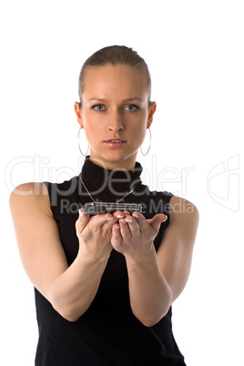 girl holding mobile phone