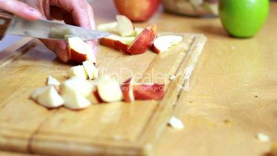 Close up of slicing apples