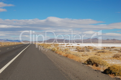 highway with salt and blue sky