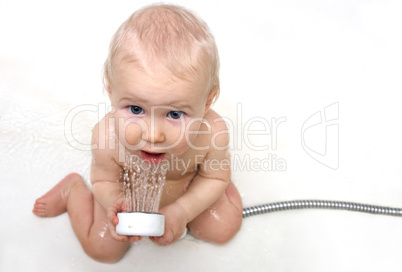 cute baby with the shower