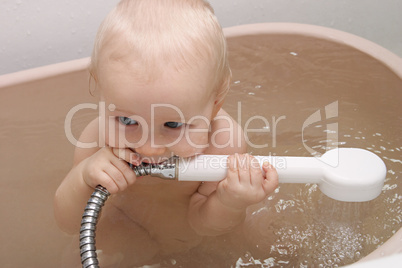 baby with shower
