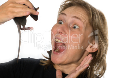 woman with rat