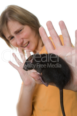 woman with rat