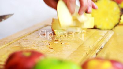 Close up of slicing melon