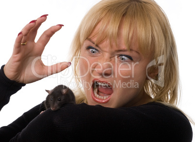 woman with rat