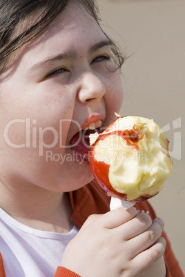 girl with apple