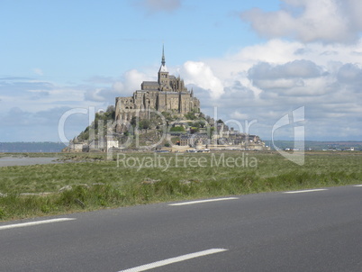 The rocky tidal island Mont-Saint-Michel