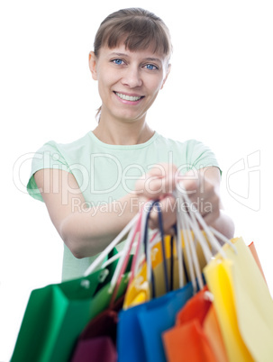 happy woman with shopping bags