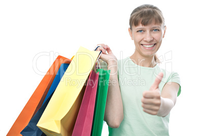 happy woman with shopping bags