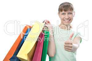 happy woman with shopping bags