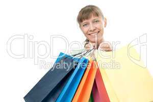 happy woman with shopping bags