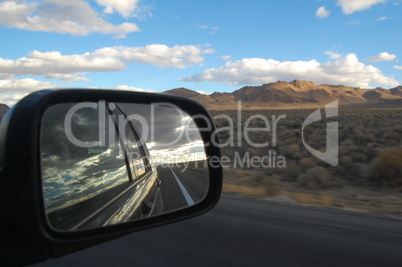 view from car mirror
