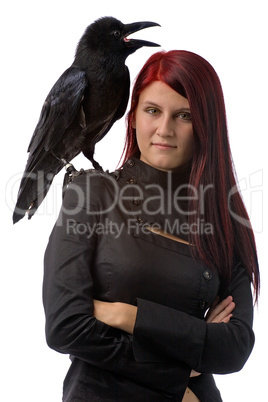 young witch with raven