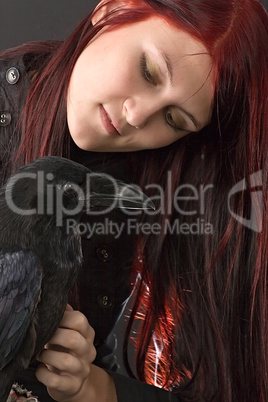 girl with her raven