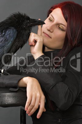 woman with raven
