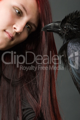 woman with raven