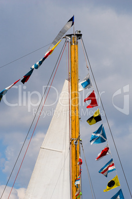 sea ship mast with flags