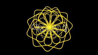 Rotating yellow flower pattern.petal,pistil,silk,cocoon,pupa,signal,confusion,thoughts,mind,particle,Design,symbol,vision,idea,creativity,creative,vj,art,decorative,romantic,material,Game,Led,neon lights,modern,stylish,dizziness,romance,Fireworks,stage,da