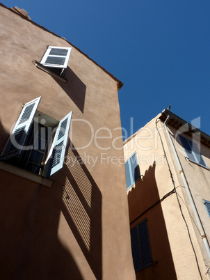 Houses and shutters in Saint-Tropez, France