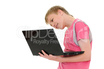 teenager with laptop