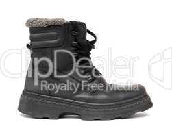 black leather winter shoe