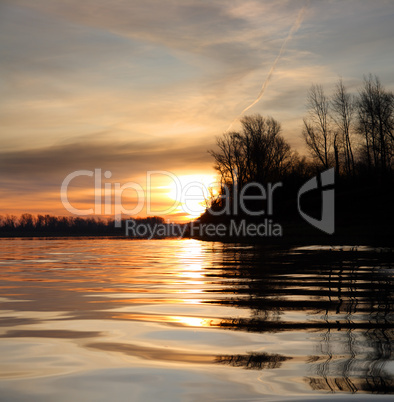 river landscape with sunset