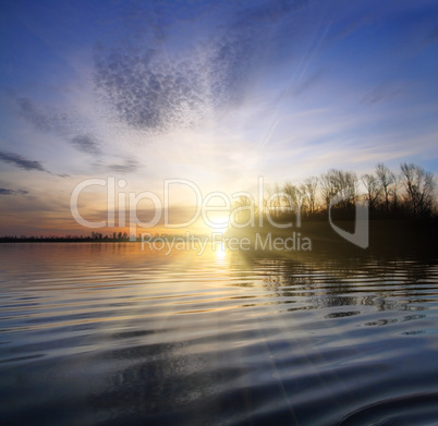 river landscape with sunset