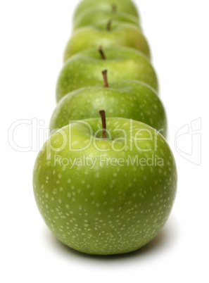green apples in row