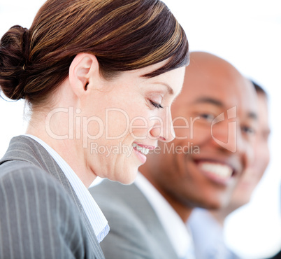 Portrait of smiling businesswoman during a presentation