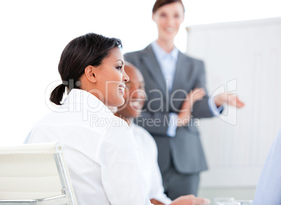 Portrait of a confident businesswoman at a presentation