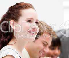 Portrait of a smiling businesswoman working