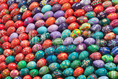 Colorful hand painted easter eggs