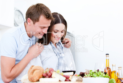 Portrait of Cute couple preparing a meal