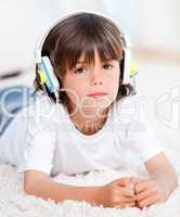 Relaxed boy listenning music