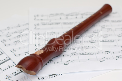 Music notes and flute