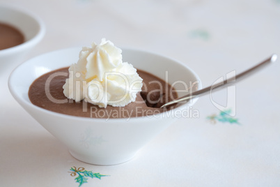 Chocolate mousse with whipped cream