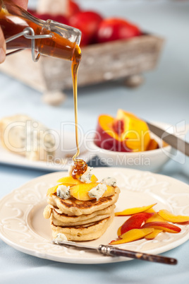 Honey on pancakes