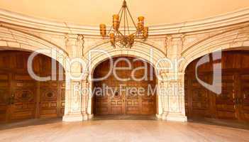 Majestic Classic Arched Doors with Chandelier,ÊFish-Eye