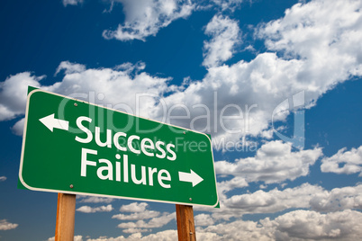 Success, Failure Green Road Sign